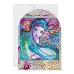LADY BLUE MASK Masquerade Party Floral Swirls