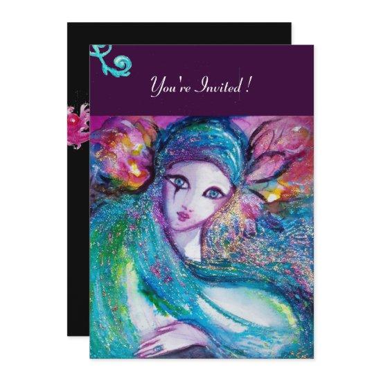 LADY BLUE MASK Masquerade Party,Pink Teal Black
