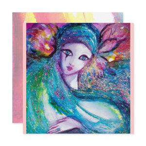 LADY BLUE MASK Masquerade Party Pink Teal Invite