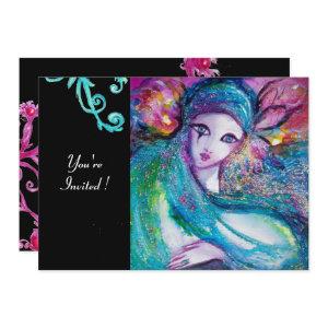LADY BLUE MASK Masquerade Party,Red Swirls Black