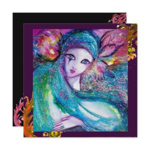 LADY BLUE MASK Red Yellow Swirls Masquerade Party