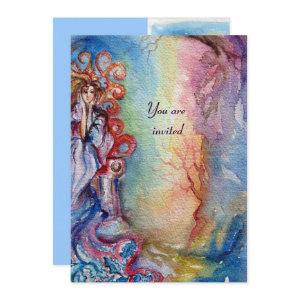 LADY OF LAKE , vibrant bright blue pink blue