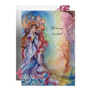 LADY OF LAKE , vibrant bright blue pink gem moon