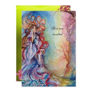 LADY OF LAKE , vibrant bright blue pink gem yellow