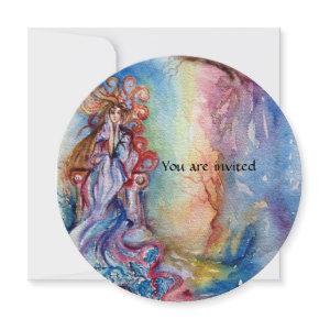LADY OF LAKE vibrant bright blue pink purple white