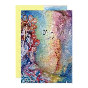 LADY OF LAKE , vibrant bright blue pink yellow