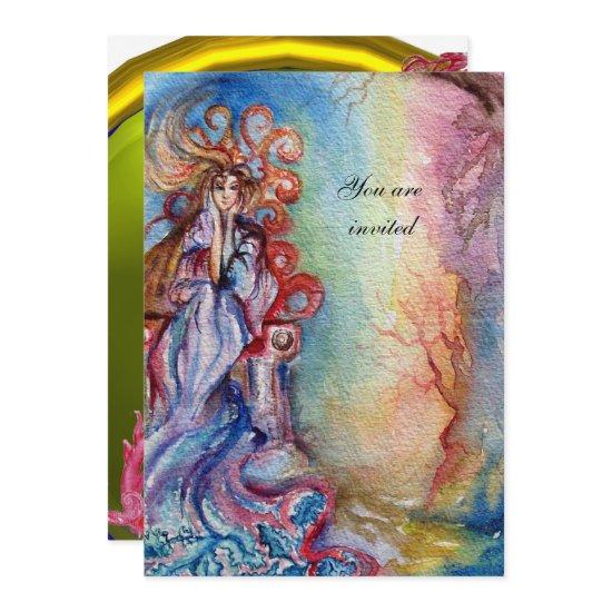 LADY OF LAKE , vibrant bright blue pink yellow