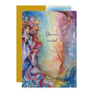 LADY OF LAKE , vibrant bright blue pink yellow