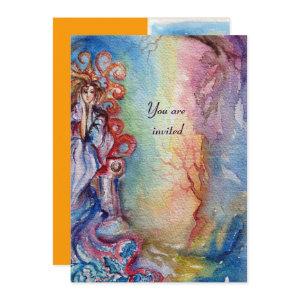LADY OF LAKE , vibrant bright blue pink yellow