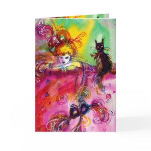 LADY WITH BLACK CAT CARD