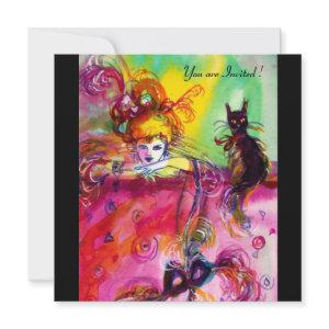 LADY WITH BLACK CAT /Mardi Gras  Masquerade Party