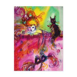 LADY WITH BLACK CAT POSTCARD
