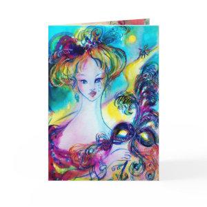 LADY WITH FEATHERED MASQUERADE MASK  Birthday Card