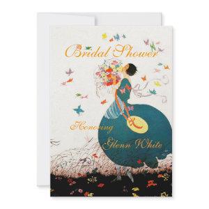 LADY WITH FLOWER BOUQUET AND BUTTERFLIES MONOGRAM