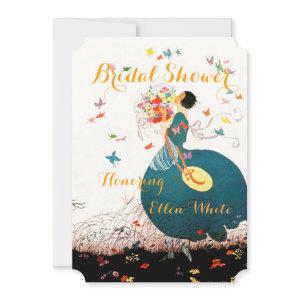 LADY WITH FLOWER BOUQUET AND BUTTERFLIES MONOGRAM