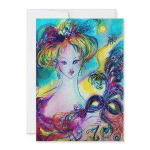 LADY WITH MASK / Venetian Masquerade Ball,gold Announcement