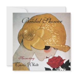 LADY WITH RED ROSE MONOGRAM BRIDAL SHOWER PARTY