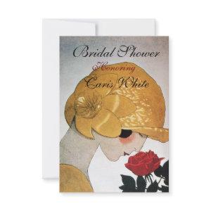 LADY WITH RED ROSE MONOGRAM BRIDAL SHOWER PARTY