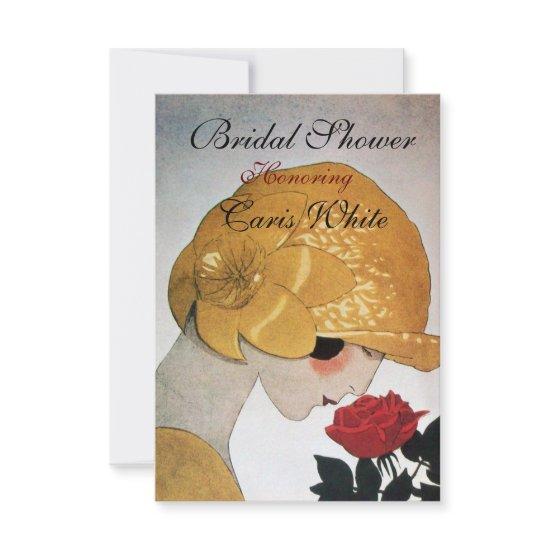 LADY WITH RED ROSE MONOGRAM BRIDAL SHOWER PARTY