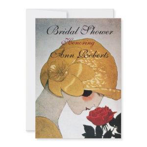 LADY WITH RED ROSE MONOGRAM BRIDAL SHOWER PARTY