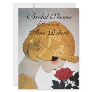 LADY WITH RED ROSE MONOGRAM BRIDAL SHOWER PARTY