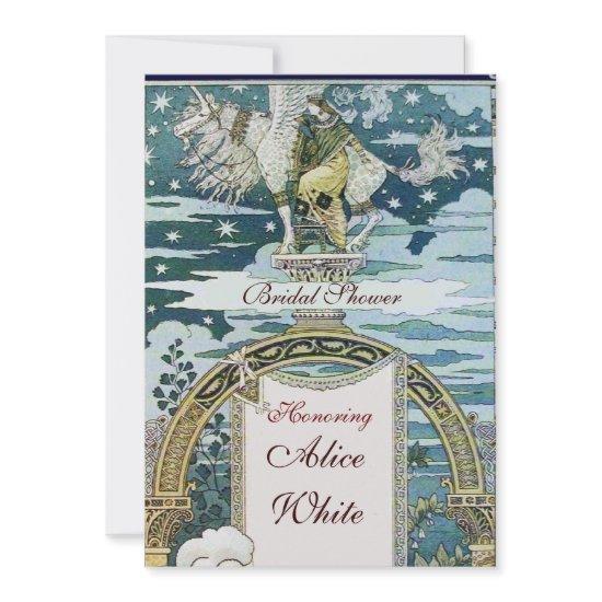 LADY WITH UNICORN BRIDAL SHOWER PARTY Blue White