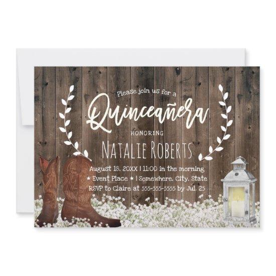 Lantern Rustic Floral Cowgirl Barn Quinceanera 15