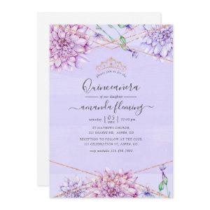 Lavender and Gold Floral Geometric Quinceañera