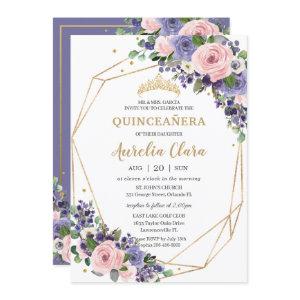 Lavender Blush Floral Geometric 16th Quinceañera