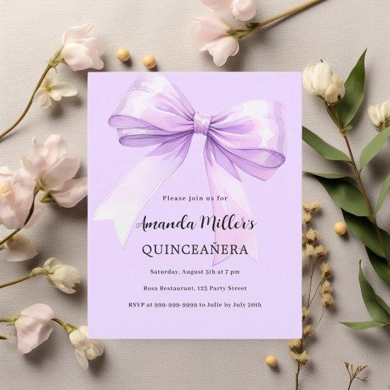 Lavender bow elegant Quinceanera