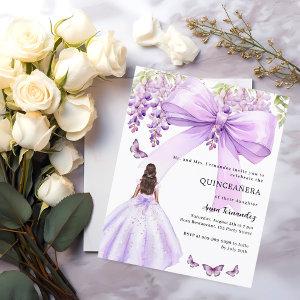 Lavender bow floral dress Quinceanera