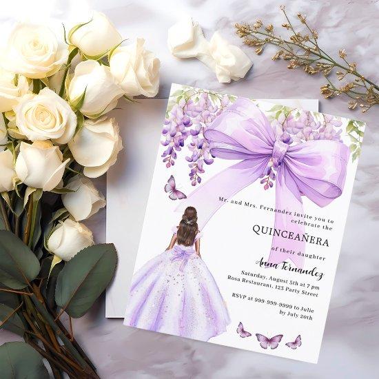 Lavender bow floral dress Quinceanera