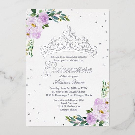 Lavender Floral Quinceanera Foil