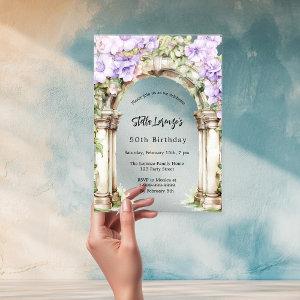 Lavender florals arch beige birthday clear acrylic