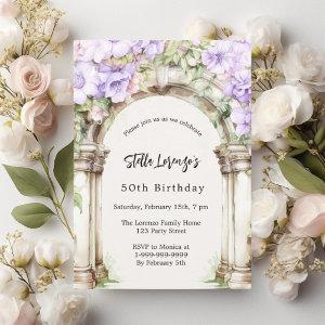 Lavender florals arch beige birthday