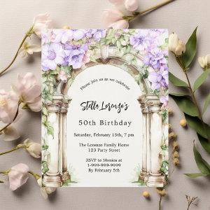 Lavender florals arch beige birthday