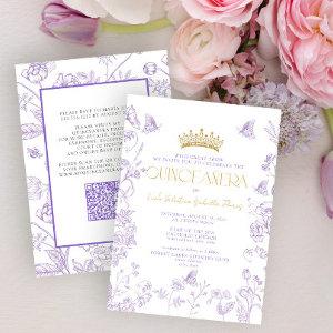 Lavender Gold Butterfly QR Quinceañera Quince Años