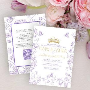 Lavender Gold Butterfly Quinceañera QR Quince Años