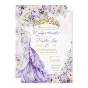 Lavender Gold Elegant Gown Princess Quinceañera
