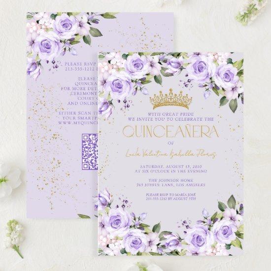 Lavender Gold Quinceañera Mis Quince QR Code
