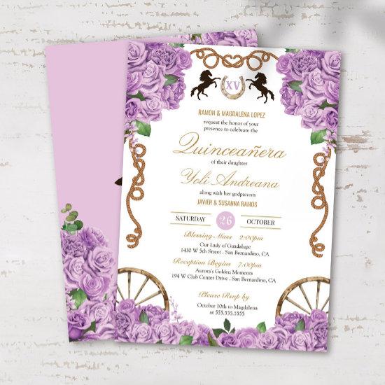 Lavender Lilac Roses Western Charro Quinceanera