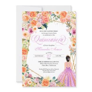 Lavender Orange Peach Floral Roses Quinceanera