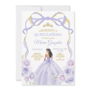 Lavender Purple Bow Princess Gold Quinceañera