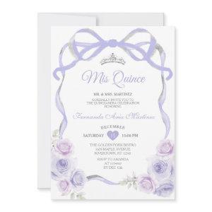 Lavender Purple Floral Bow Frame Silver Mis Quince