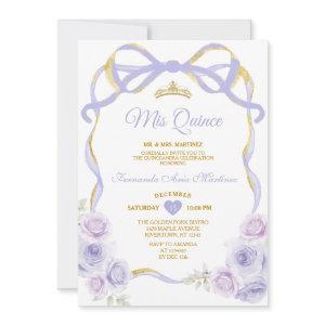 Lavender Purple Floral Bow Ribbon Gold Mis Quince