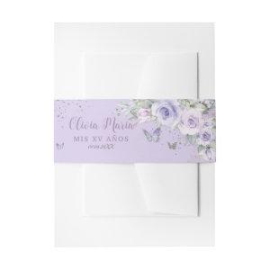 Lavender Purple Floral Butterflies Quince Sweet 16  Belly Band