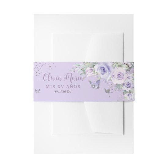 Lavender Purple Floral Butterflies Quince Sweet 16  Belly Band
