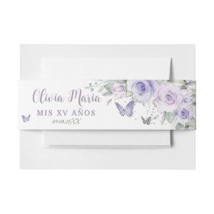 Lavender Purple Floral Butterflies Quince Sweet 16  Belly Band