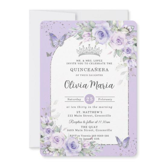 Lavender Purple Floral Butterflies Quinceañera
