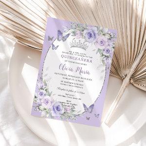 Lavender Purple Floral Butterflies Quinceañera